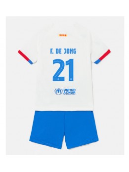 Otroški Nogometna dresi replika Barcelona Frenkie de Jong #21 Gostujoči 2023-24 Kratek rokav (+ hlače)